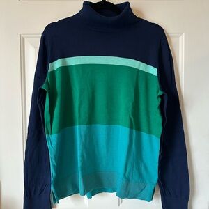 Lands' End Navy and Teal Turtleneck Sweater